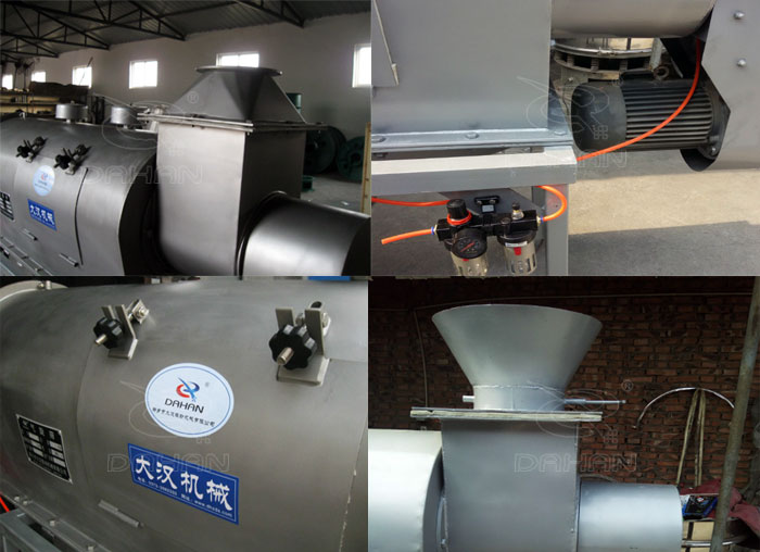 氣旋篩：電機，進料口，氣壓裝置等特寫圖片